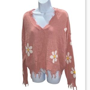 No Comment Pink Floral Sweater